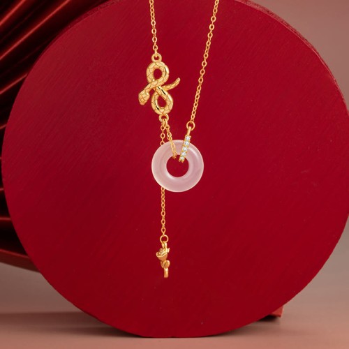 Chalcedony Snake Rose Harmony Necklace