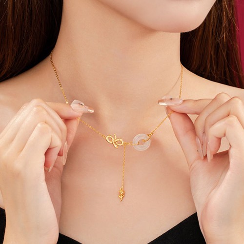 Chalcedony Snake Rose Harmony Necklace