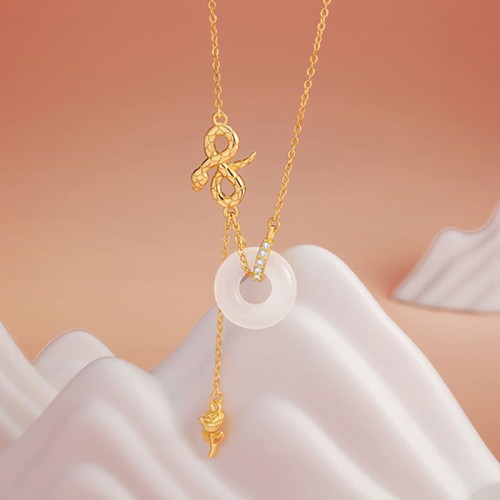 Chalcedony Snake Rose Harmony Necklace