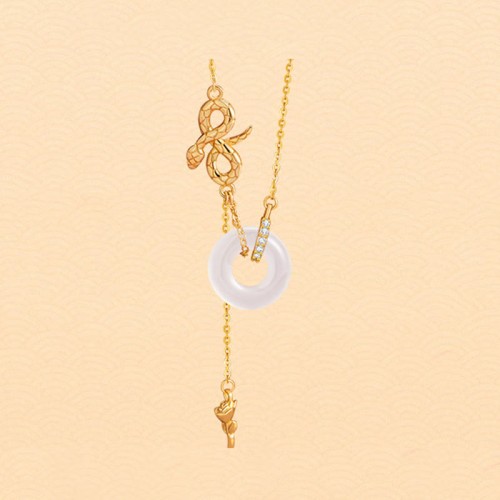 Chalcedony Snake Rose Harmony Necklace