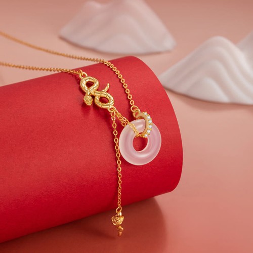 Chalcedony Snake Rose Harmony Necklace