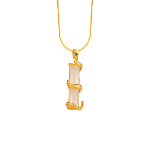 Hetian Jade Snake Bamboo Growth Necklace Hetian Jade Snake Bamboo Growth Necklace