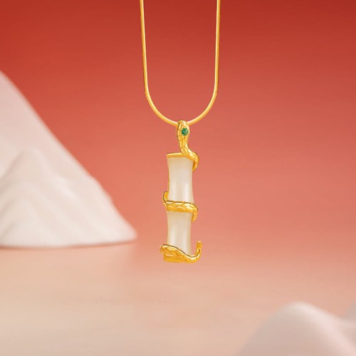 Hetian Jade Snake Bamboo Growth Necklace Hetian Jade Snake Bamboo Growth Necklace