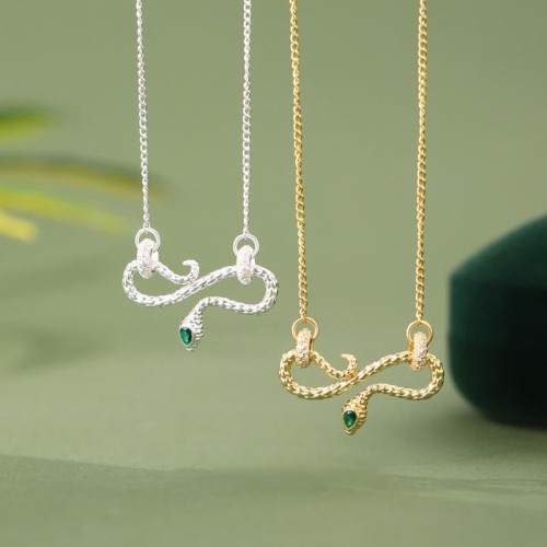 Sterling Silver Year of the Snake Blessing Necklace Pendant Sterling Silver Year of the Snake Blessing Necklace Pendant