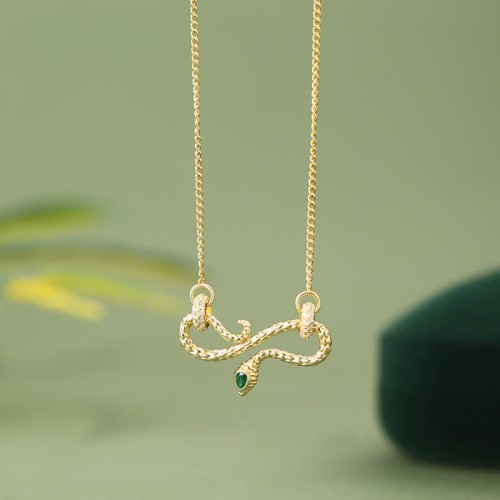 Sterling Silver Year of the Snake Blessing Necklace Pendant Sterling Silver Year of the Snake Blessing Necklace Pendant