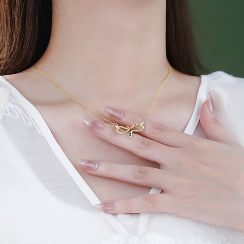 Sterling Silver Year of the Snake Blessing Necklace Pendant Sterling Silver Year of the Snake Blessing Necklace Pendant