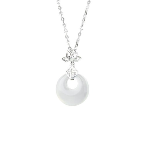 Chalcedony Sterling Silver Lotus Flower Necklace Pendant