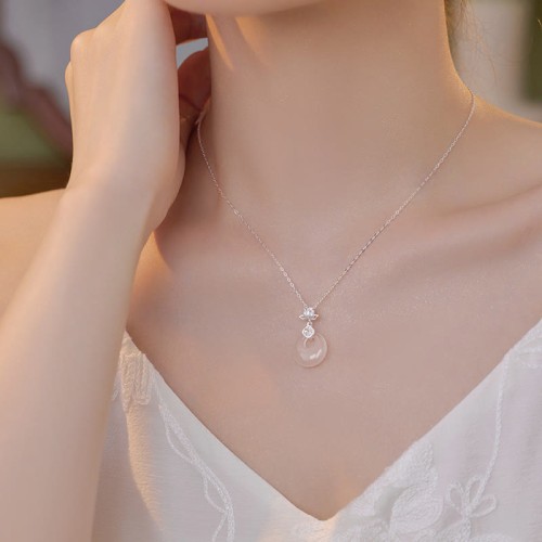 Chalcedony Sterling Silver Lotus Flower Necklace Pendant
