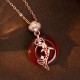Red Agate Sterling Silver Koi Fish Peace Necklace Pendant