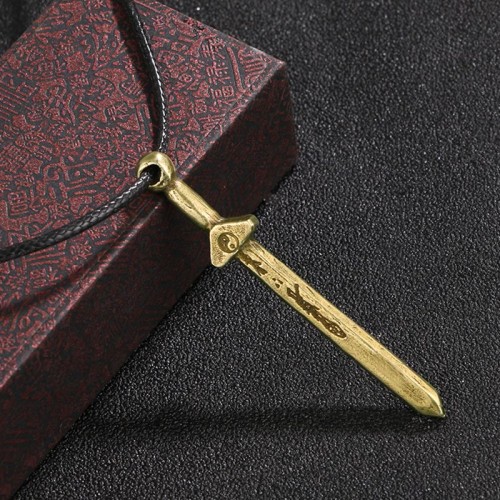 Vintage Yin Yang Copper Brass Sword Balance Necklace Vintage Yin Yang Copper Brass Sword Balance Necklace