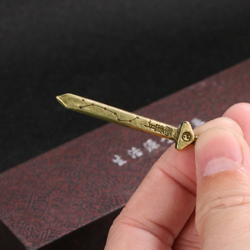 Vintage Yin Yang Copper Brass Sword Balance Necklace Vintage Yin Yang Copper Brass Sword Balance Necklace