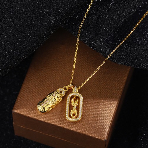 Sterling Silver Golden Pixiu Copper Coin Vajra Wealth Pendant