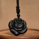 Black Obsidian Black Rose Purification Necklace Pendant