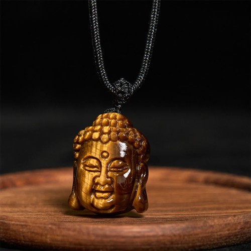 Tiger Eye Buddha Head Courage Necklace Tiger Eye Buddha Head Courage Necklace
