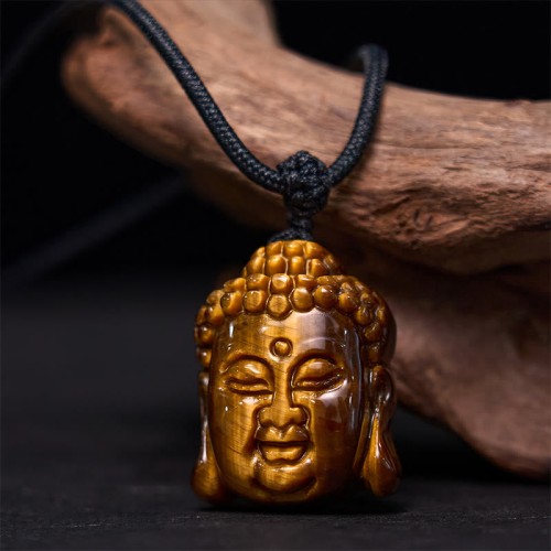 Tiger Eye Buddha Head Courage Necklace Tiger Eye Buddha Head Courage Necklace