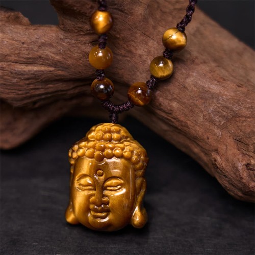 Tiger Eye Buddha Head Courage Necklace Tiger Eye Buddha Head Courage Necklace