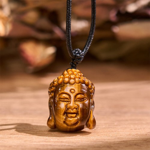 Tiger Eye Buddha Head Courage Necklace Tiger Eye Buddha Head Courage Necklace
