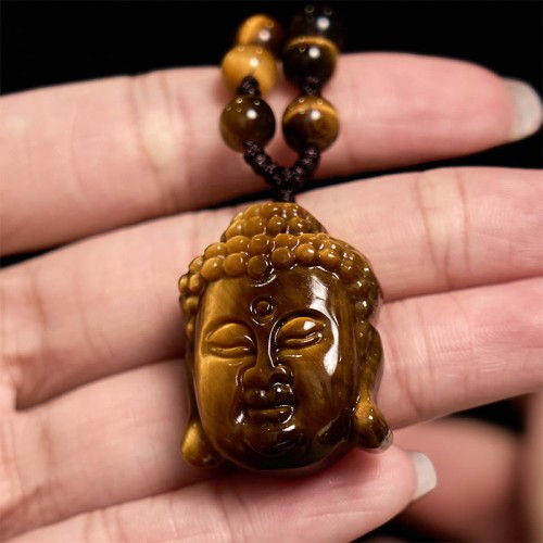Tiger Eye Buddha Head Courage Necklace Tiger Eye Buddha Head Courage Necklace