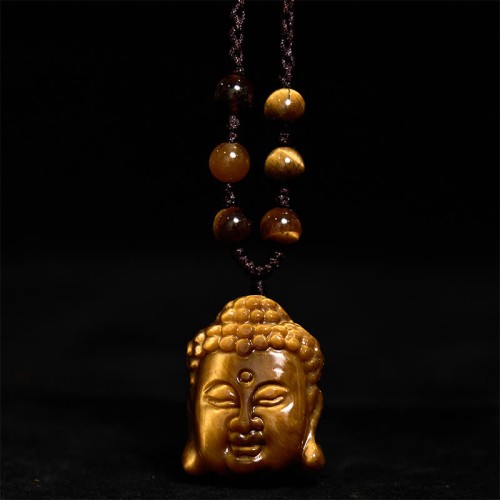 Tiger Eye Buddha Head Courage Necklace Tiger Eye Buddha Head Courage Necklace
