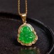 18K Gold Laughing Buddha Jade Luck Necklace 18K Gold Laughing Buddha Jade Luck Necklace