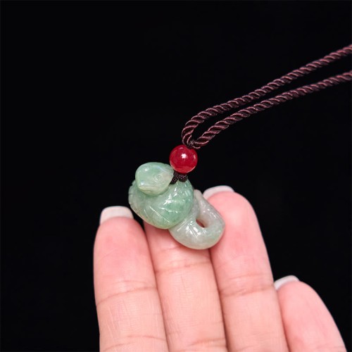 Zodiac Snake Natural Jade Luck Necklace Pendant