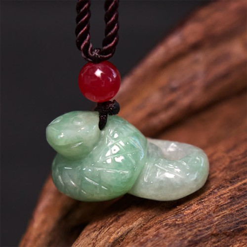 Zodiac Snake Natural Jade Luck Necklace Pendant