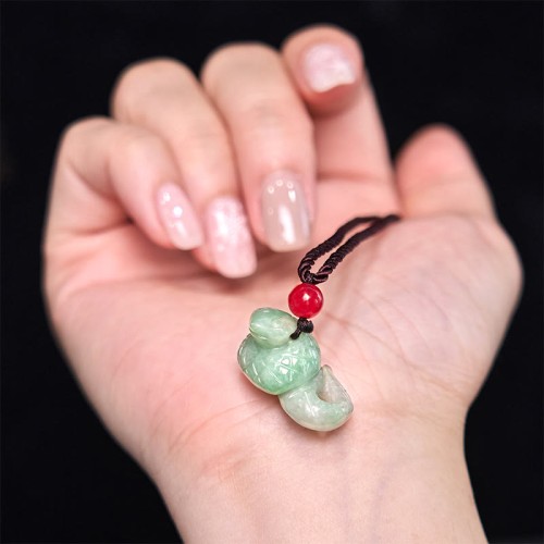Zodiac Snake Natural Jade Luck Necklace Pendant