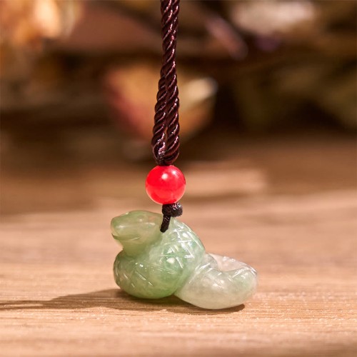 Zodiac Snake Natural Jade Luck Necklace Pendant