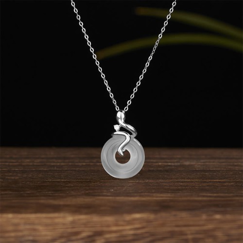 925 Silver Year of the Snake Chalcedony Positive Necklace