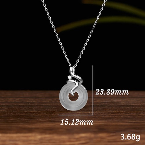 925 Silver Year of the Snake Chalcedony Positive Necklace