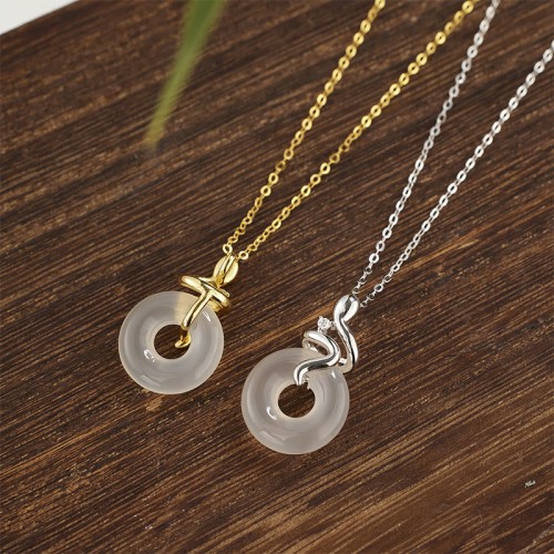 925 Silver Year of the Snake Chalcedony Positive Necklace