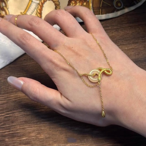 Chalcedony Fu Character Snake Harmony Pendant
