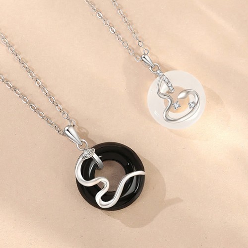 Black Onyx Chalcedony Snake Luck Pendant Black Onyx Chalcedony Snake Luck Pendant