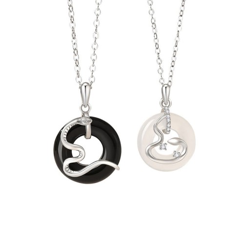 Black Onyx Chalcedony Snake Luck Pendant Black Onyx Chalcedony Snake Luck Pendant