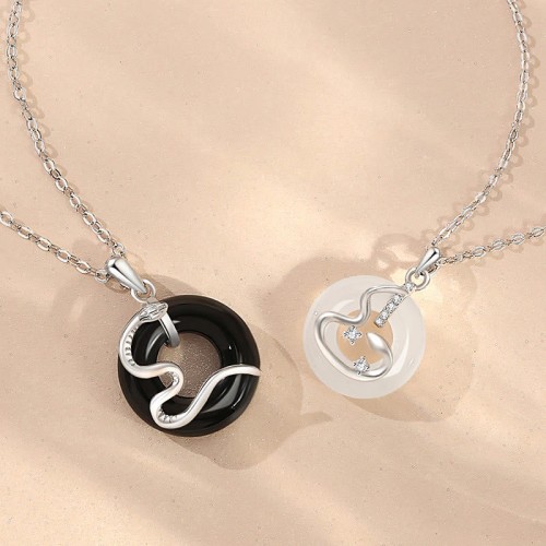 Black Onyx Chalcedony Snake Luck Pendant Black Onyx Chalcedony Snake Luck Pendant