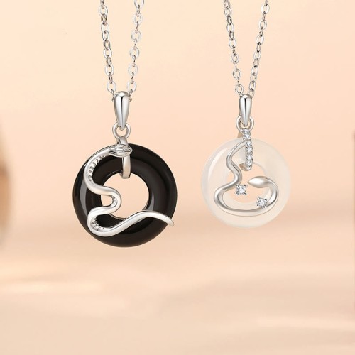 Black Onyx Chalcedony Snake Luck Pendant Black Onyx Chalcedony Snake Luck Pendant