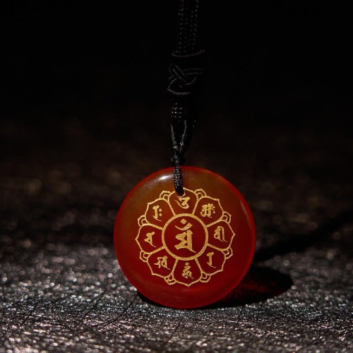 Om Mani Padme Hum Black Obsidian Strength Necklace Om Mani Padme Hum Black Obsidian Strength Necklace