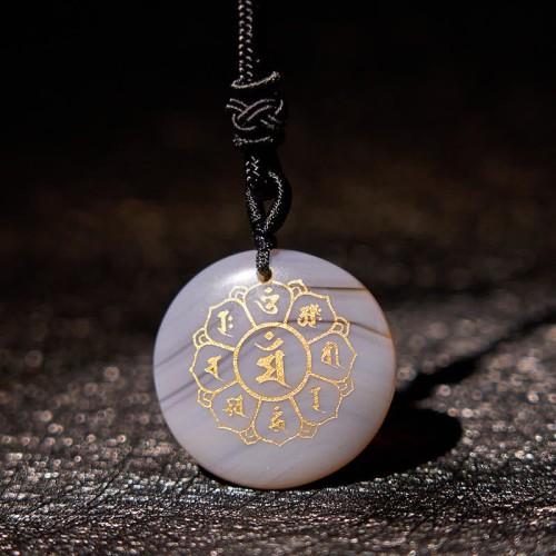 Om Mani Padme Hum Black Obsidian Strength Necklace Om Mani Padme Hum Black Obsidian Strength Necklace