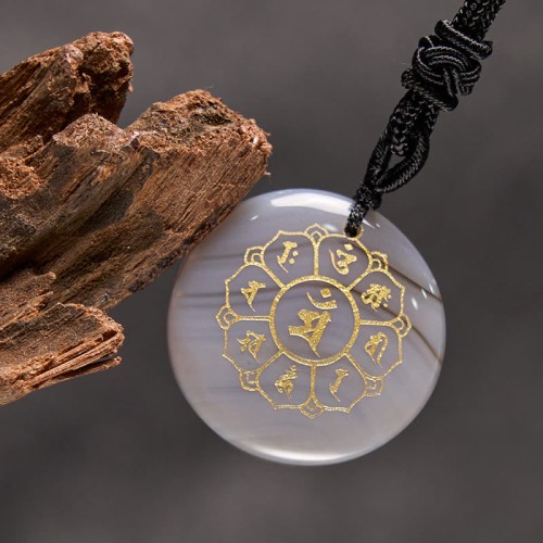 Om Mani Padme Hum Black Obsidian Strength Necklace Om Mani Padme Hum Black Obsidian Strength Necklace