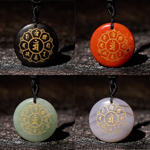 Om Mani Padme Hum Black Obsidian Strength Necklace Om Mani Padme Hum Black Obsidian Strength Necklace