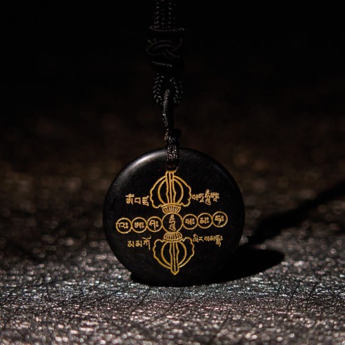 Vajra Dorje Black Obsidian Fulfillment Necklace