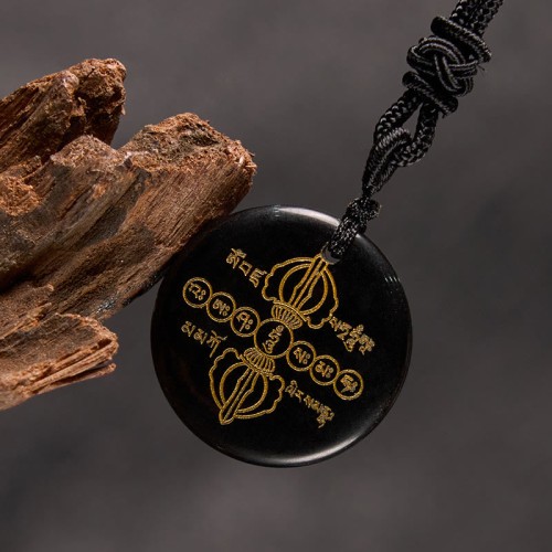 Vajra Dorje Black Obsidian Fulfillment Necklace