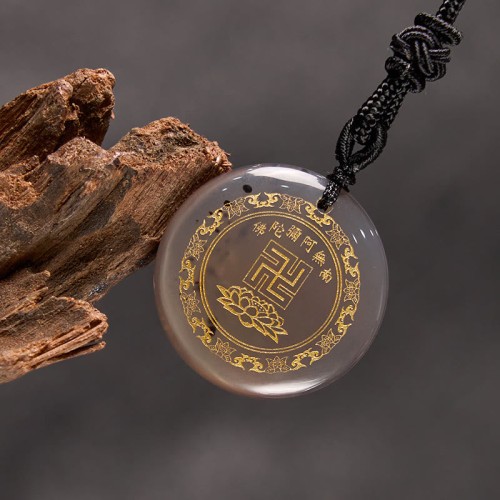 Swastika Lotus Crystal Obsidian Purification Necklace Pendant Swastika Lotus Crystal Obsidian Purification Necklace Pendant