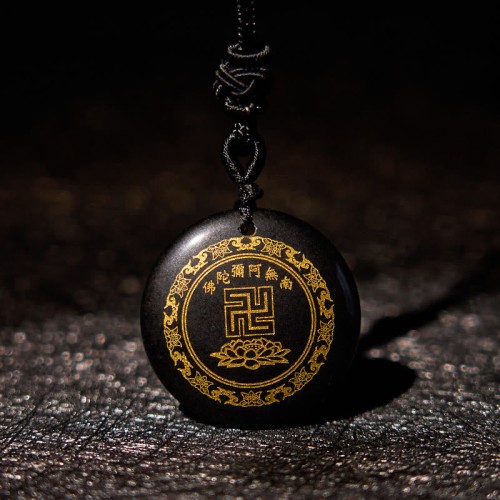 Swastika Lotus Crystal Obsidian Purification Necklace Pendant Swastika Lotus Crystal Obsidian Purification Necklace Pendant