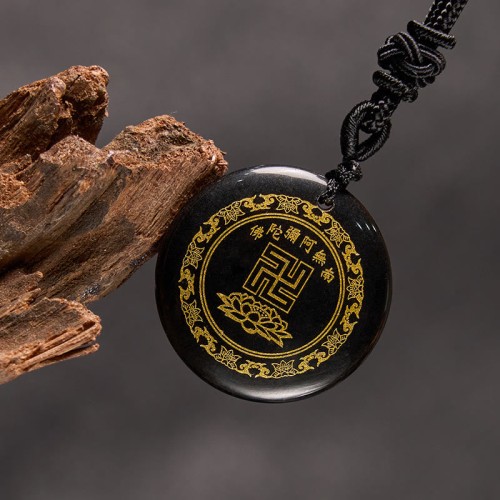 Swastika Lotus Crystal Obsidian Purification Necklace Pendant Swastika Lotus Crystal Obsidian Purification Necklace Pendant