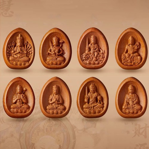 Peach Wood Cinnabar Zodiac Om Mani Padme Hum Necklace Peach Wood Cinnabar Zodiac Om Mani Padme Hum Necklace