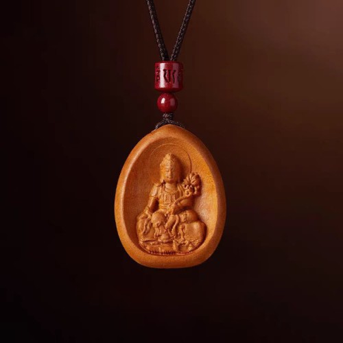 Peach Wood Cinnabar Zodiac Om Mani Padme Hum Necklace Peach Wood Cinnabar Zodiac Om Mani Padme Hum Necklace