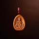 Peach Wood Cinnabar Zodiac Om Mani Padme Hum Necklace Peach Wood Cinnabar Zodiac Om Mani Padme Hum Necklace