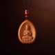Peach Wood Cinnabar Zodiac Om Mani Padme Hum Necklace Peach Wood Cinnabar Zodiac Om Mani Padme Hum Necklace