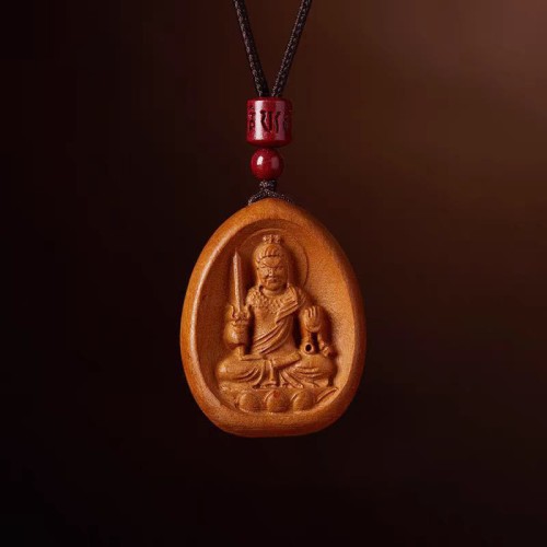 Peach Wood Cinnabar Zodiac Om Mani Padme Hum Necklace Peach Wood Cinnabar Zodiac Om Mani Padme Hum Necklace